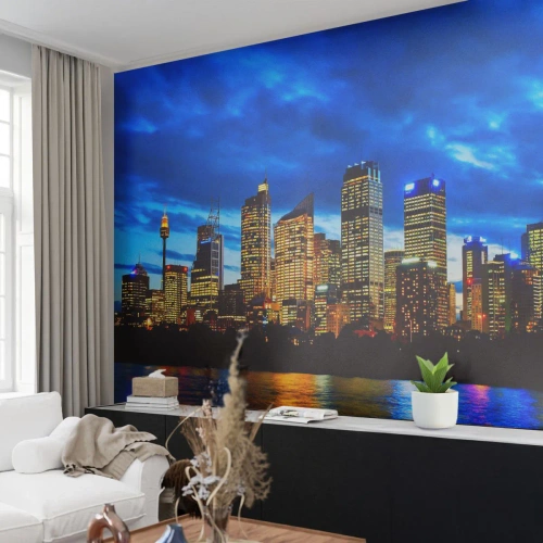 Photo Wallpaper Premium Canvas - Night of Lights and Colours - City, Sydney, Architecture - 400x280 cm