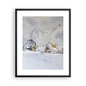 Poster in black frame - In a Snowy Valley - 40x50 cm