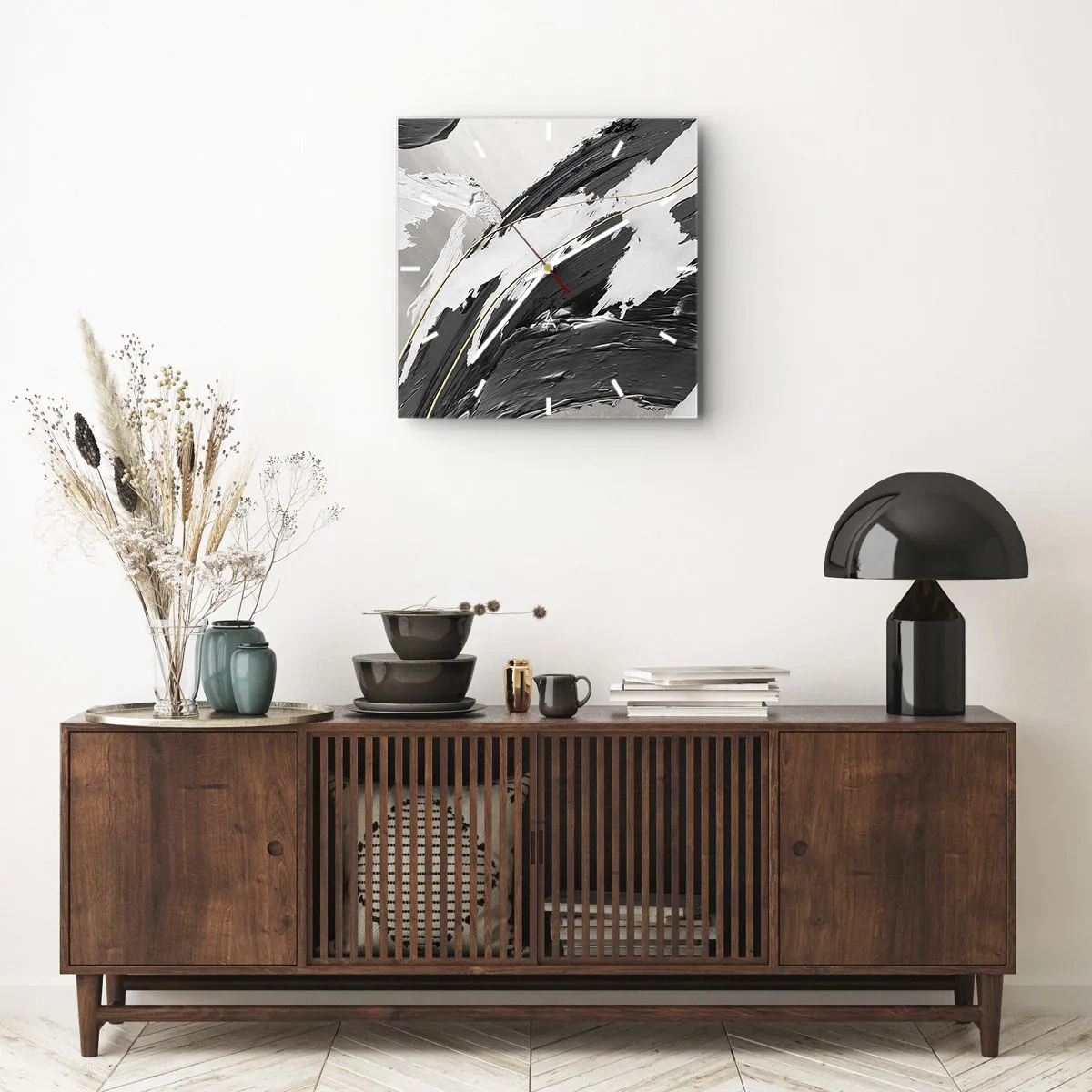 Wall clock - Clock on glass - Abstract with Flair - 30x30 cm