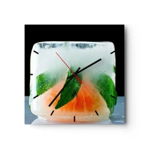 Wall clock - Clock on glass - Freshness and Coolness - 30x30 cm