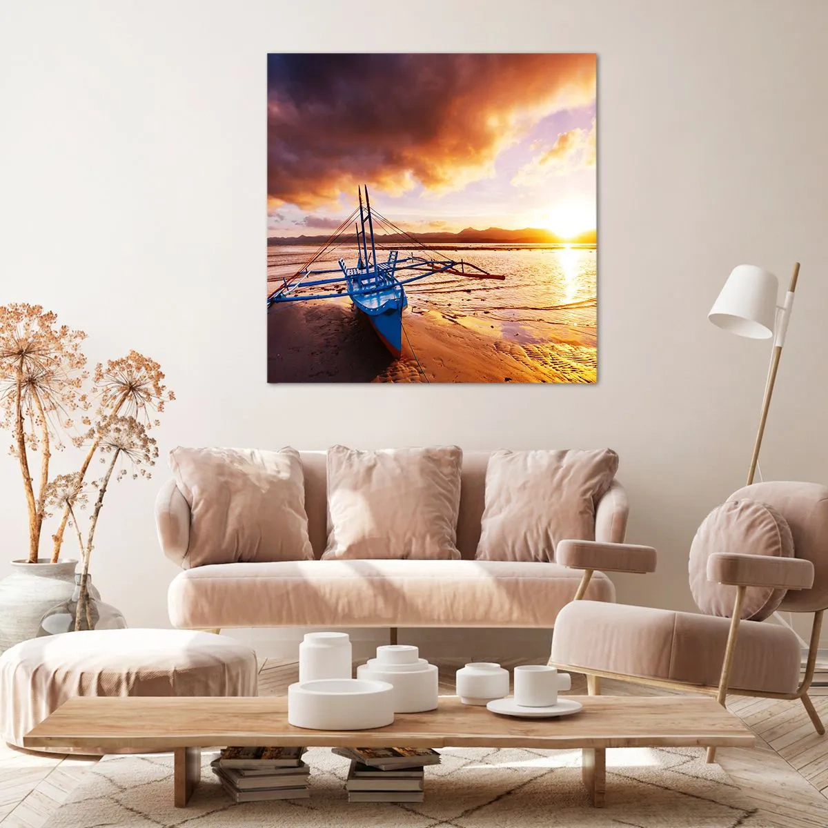 Canvas picture - After a Long Day, Stretching on the Sand - 30x30 cm