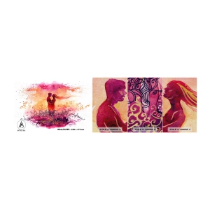 Photo Wallpaper Sample Premium Canvas - One Heart! It Is All I Need… - Abstraction, Couple of lovers, Kiss - 100x30 cm