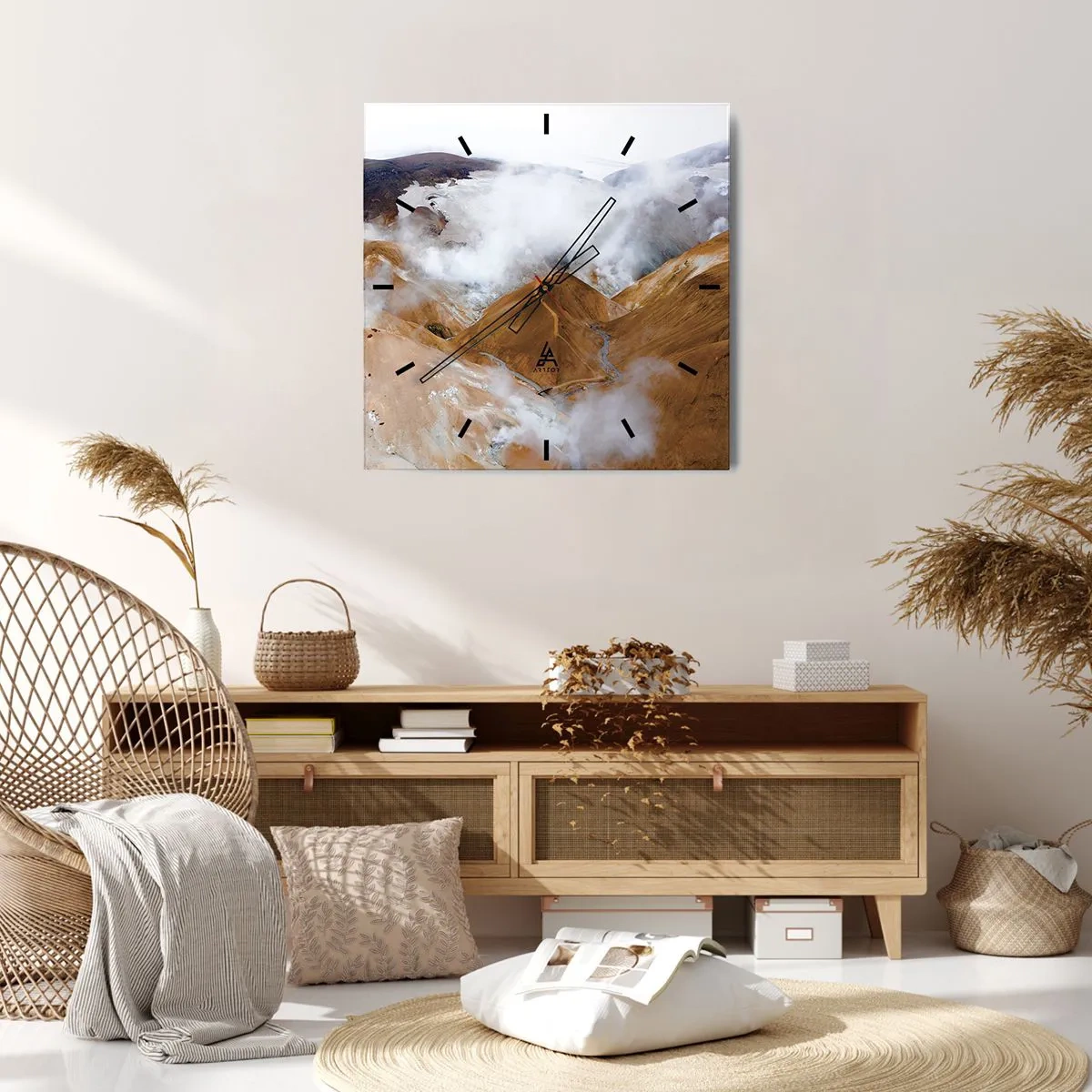 Wall clock - Clock on glass - Severe Beauty of Iceland - 40x40 cm