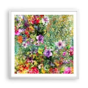 Poster in white frmae - Lost in the Flowers - 60x60 cm