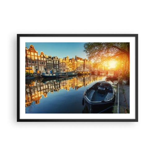 Poster in black frame - Morning in Amsterdam - 70x50 cm