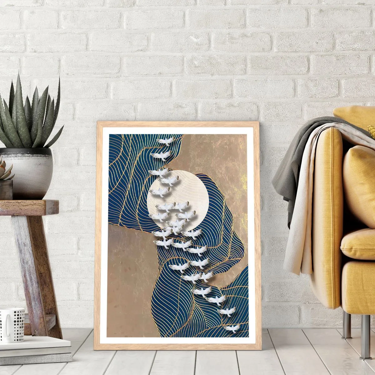 Poster in light oak frame - Freedom, Travel, Community - 61x91 cm