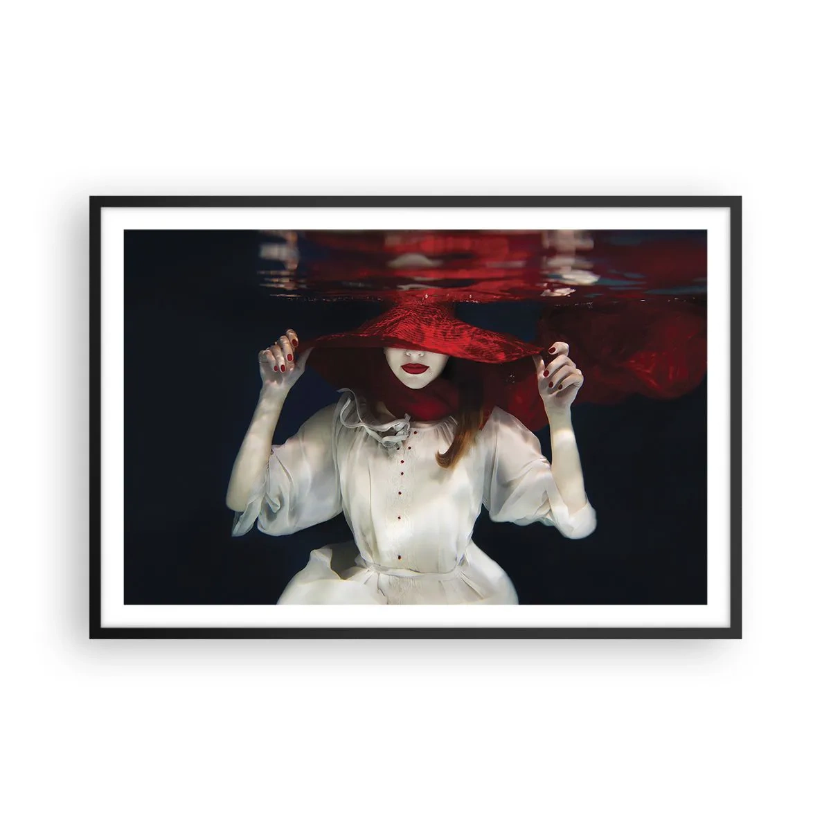 Poster in black frame - Mysterious Woman - 91x61 cm