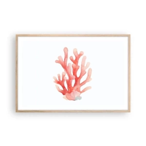 Poster in light oak frame - Coral Colour Colars - 91x61 cm
