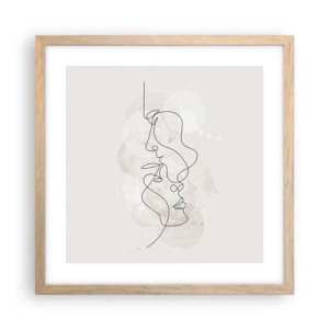 Poster in light oak frame - Tangled up in an Embrace - 40x40 cm