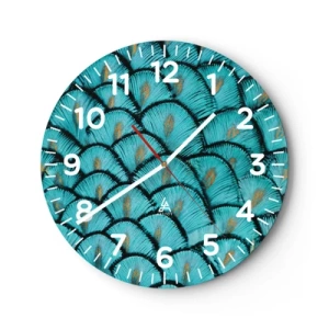 Wall clock - Clock on glass - Great Feather Gala - 30x30 cm