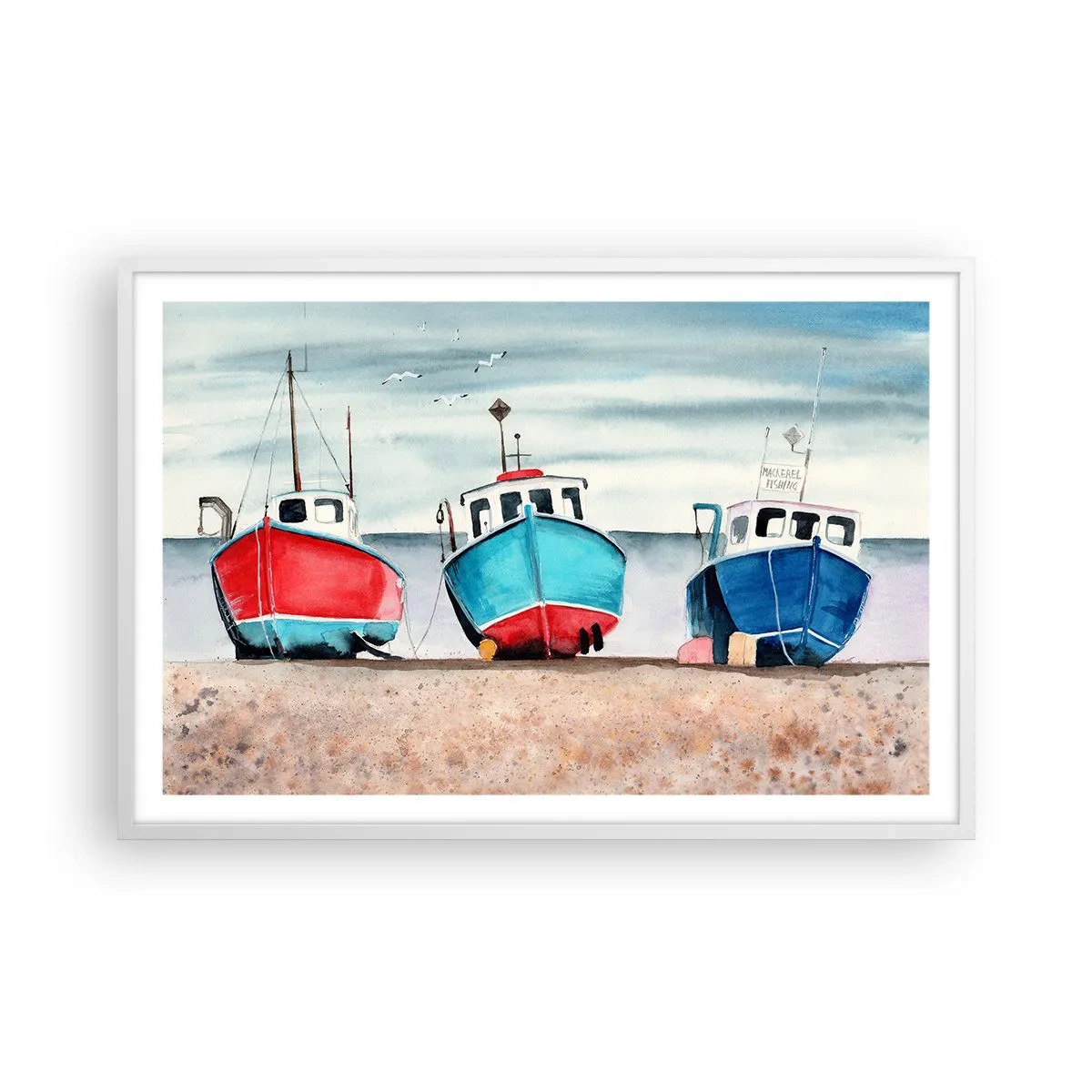 Poster in white frmae - Ready for Fishing - 91x61 cm