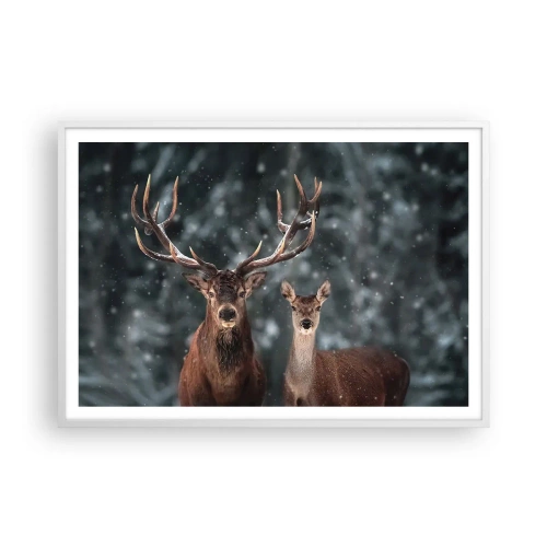 Poster in white frmae - Master of the Forest with His Wife - 100x70 cm