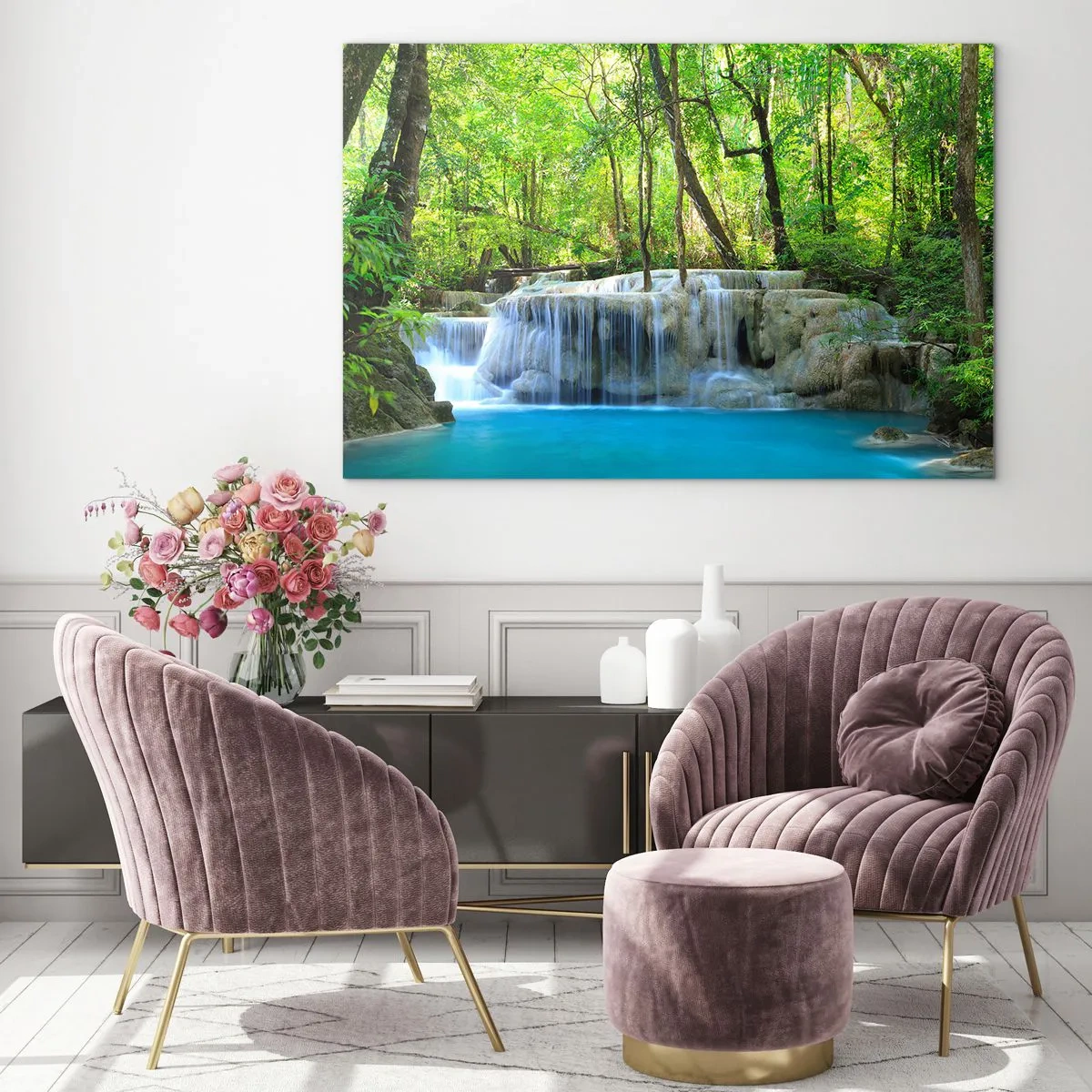 Glass picture - Drowning in Turquoise and Green - 120x80 cm