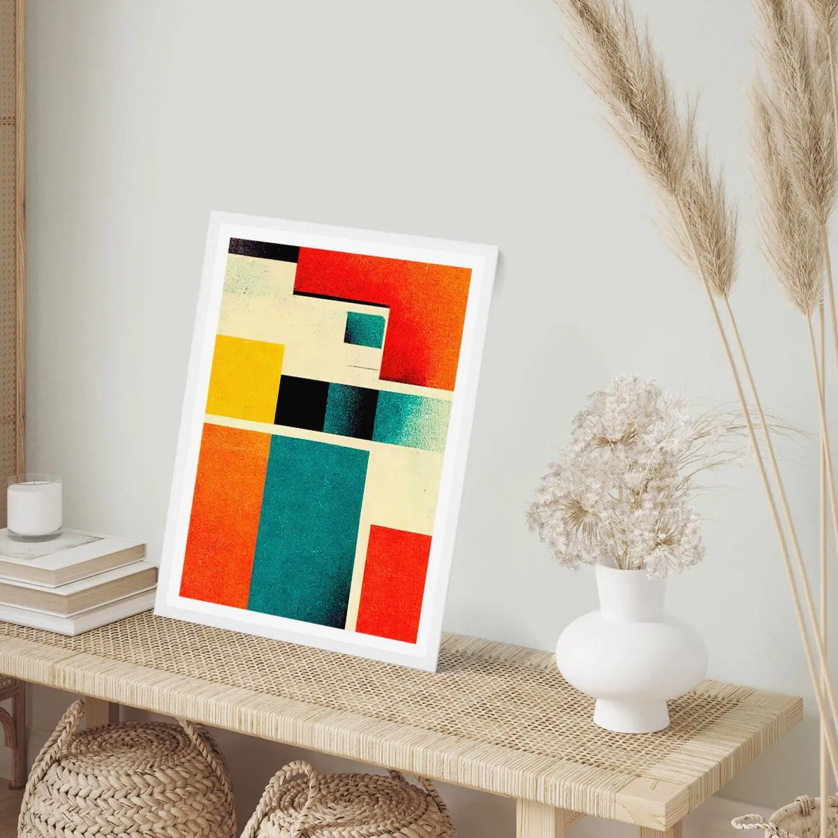 Poster in white frmae - Geometric Abstract - Good Energy - 61x91 cm