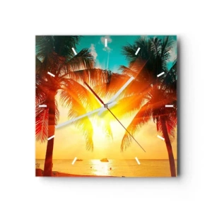 Wall clock - Clock on glass - Exotic Couple - 30x30 cm