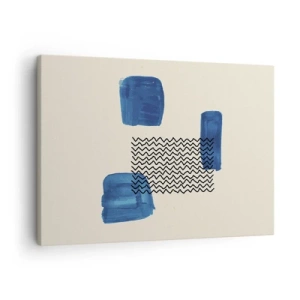 Canvas picture - Abstract composition with blue spots and wavy lines - 70x50cm - Abstract Quartet - Modern wall decoration for the living room and bedroom ARTTOR