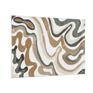 Glass picture - Abstract pattern in earthy colors - 70x50cm - Meanders of Earth Colours - Modern wall decoration for the living room and bedroom ARTTOR