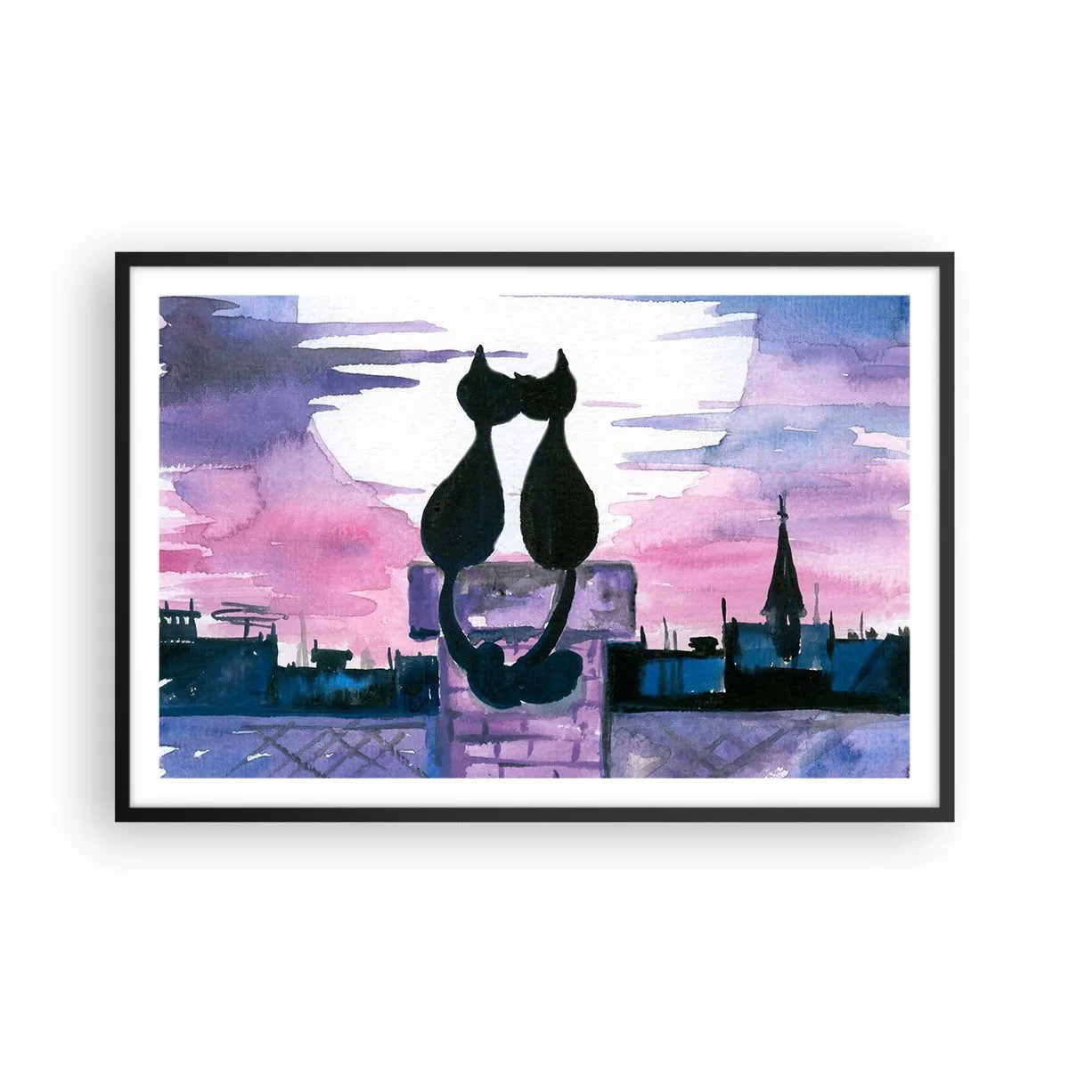Poster in black frame - Rendezvous under the Moon - 91x61 cm