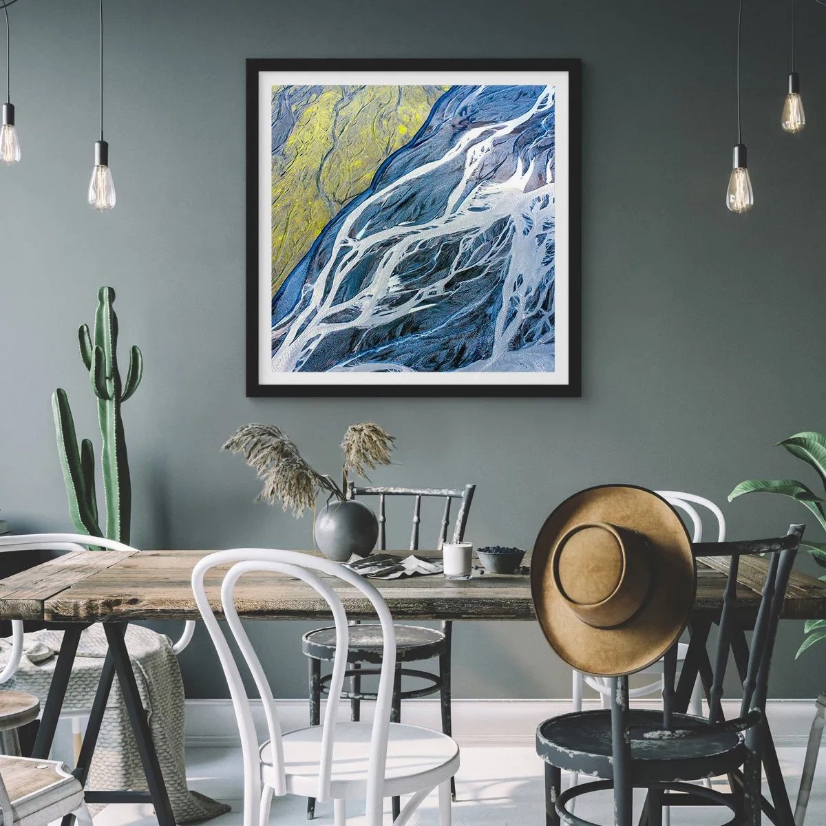 Poster in black frame - Cave Paintings of Nature - 60x60 cm