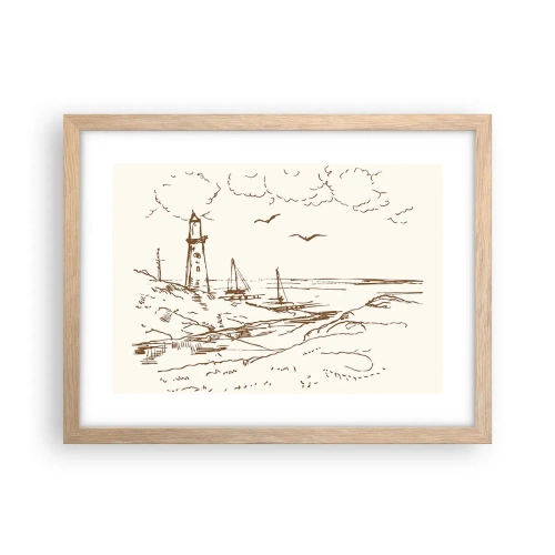 Poster in light oak frame - Outline of a Summer Postcard - 40x30 cm