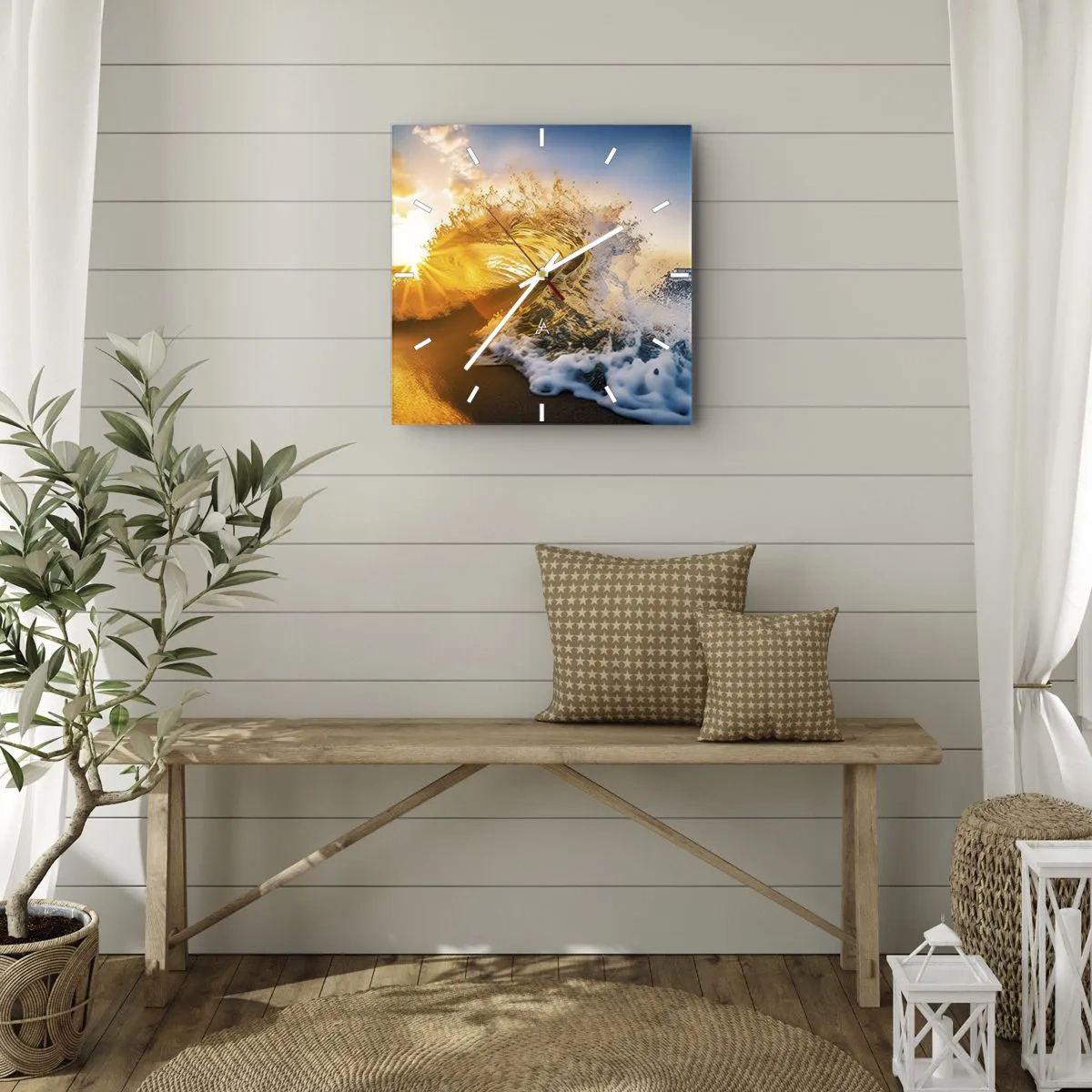 Wall clock - Clock on glass - Playing with Sand - 40x40 cm