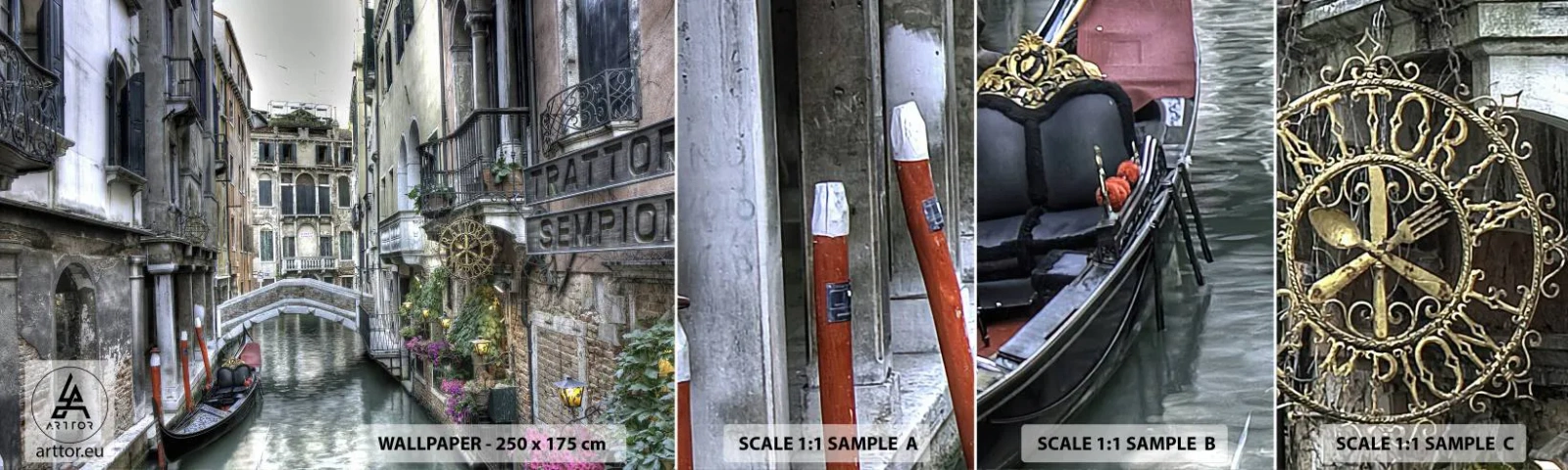 Photo Wallpaper Sample Self-Adhesive Deluxe Sticker - For Centuries in Quiet Contemplation - Venice, City, Architecture - 100x30 cm