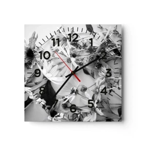 Wall clock - Clock on glass - No-Bouquet of Flowers - 40x40 cm
