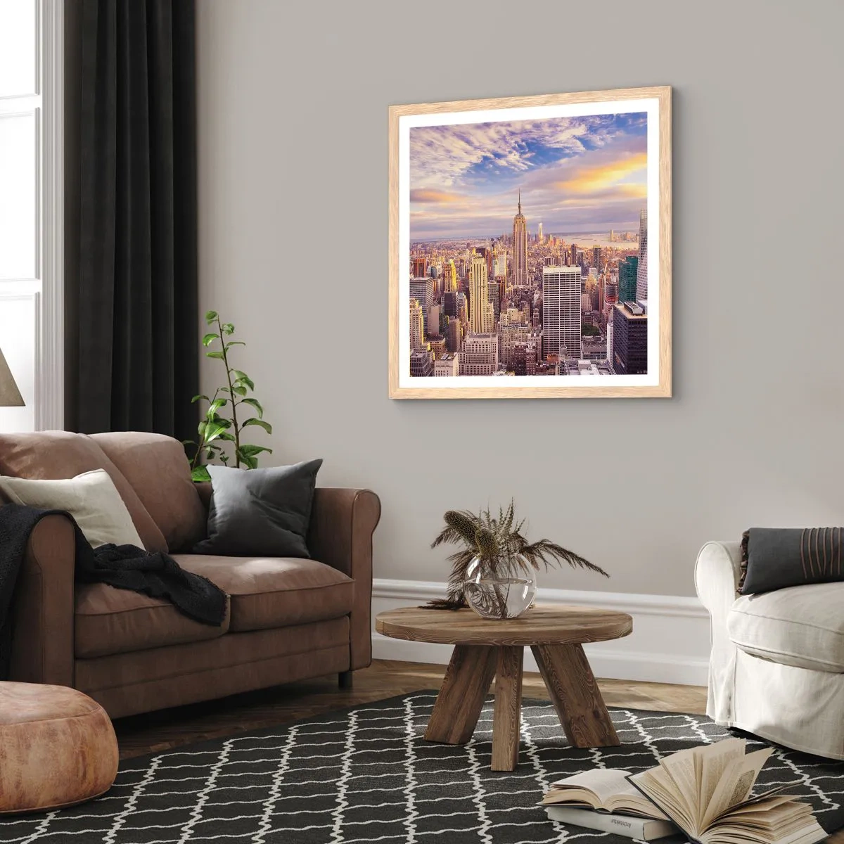 Poster in light oak frame - Reaching the Clouds - 40x40 cm