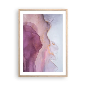 Poster in light oak frame - Waves of Violet and Purple - 50x70 cm