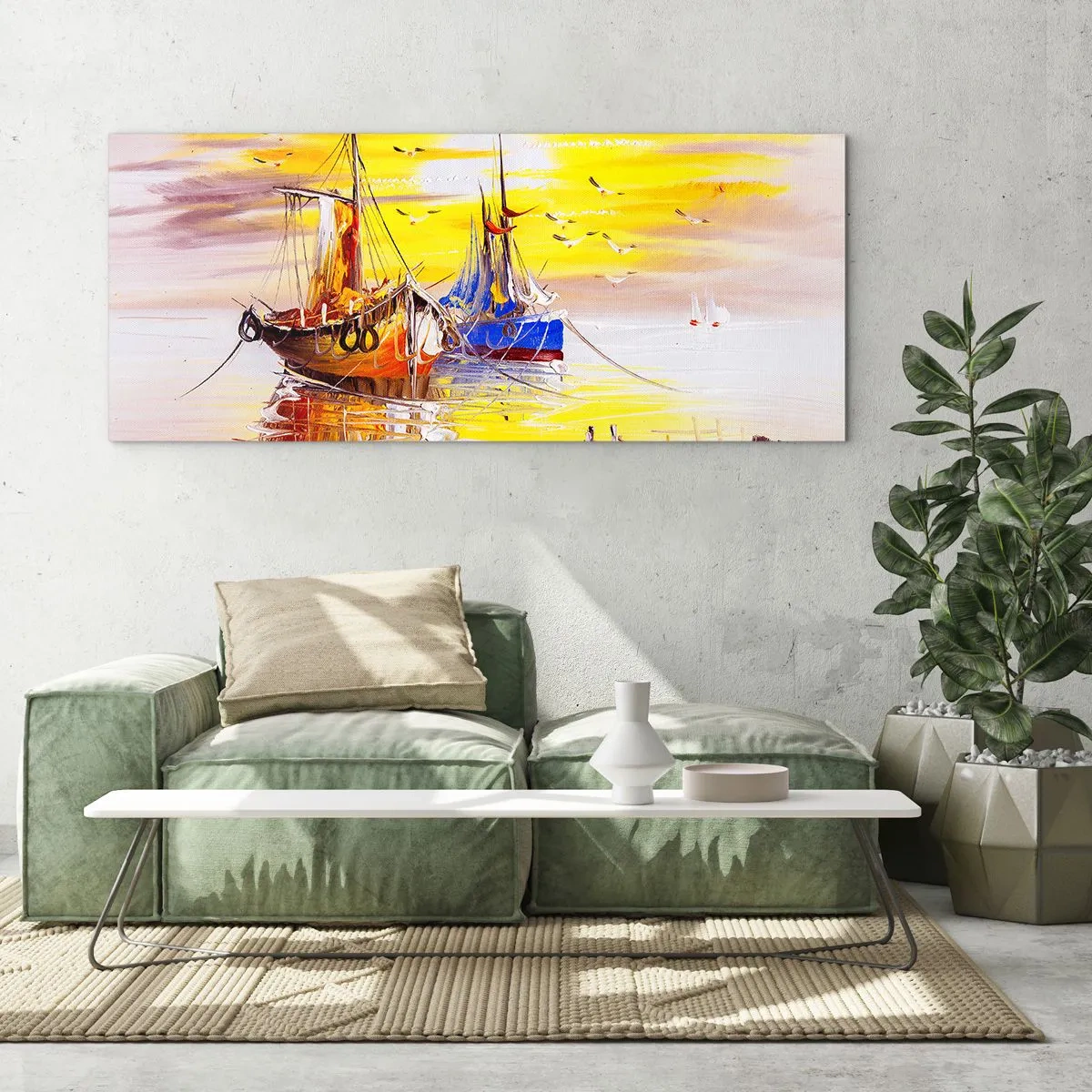 Glass picture - Deserved Rest in Port - 100x40 cm