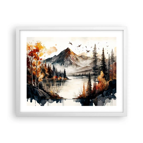 Poster in white frmae - Golden Autumn in the Mountains - 50x40 cm