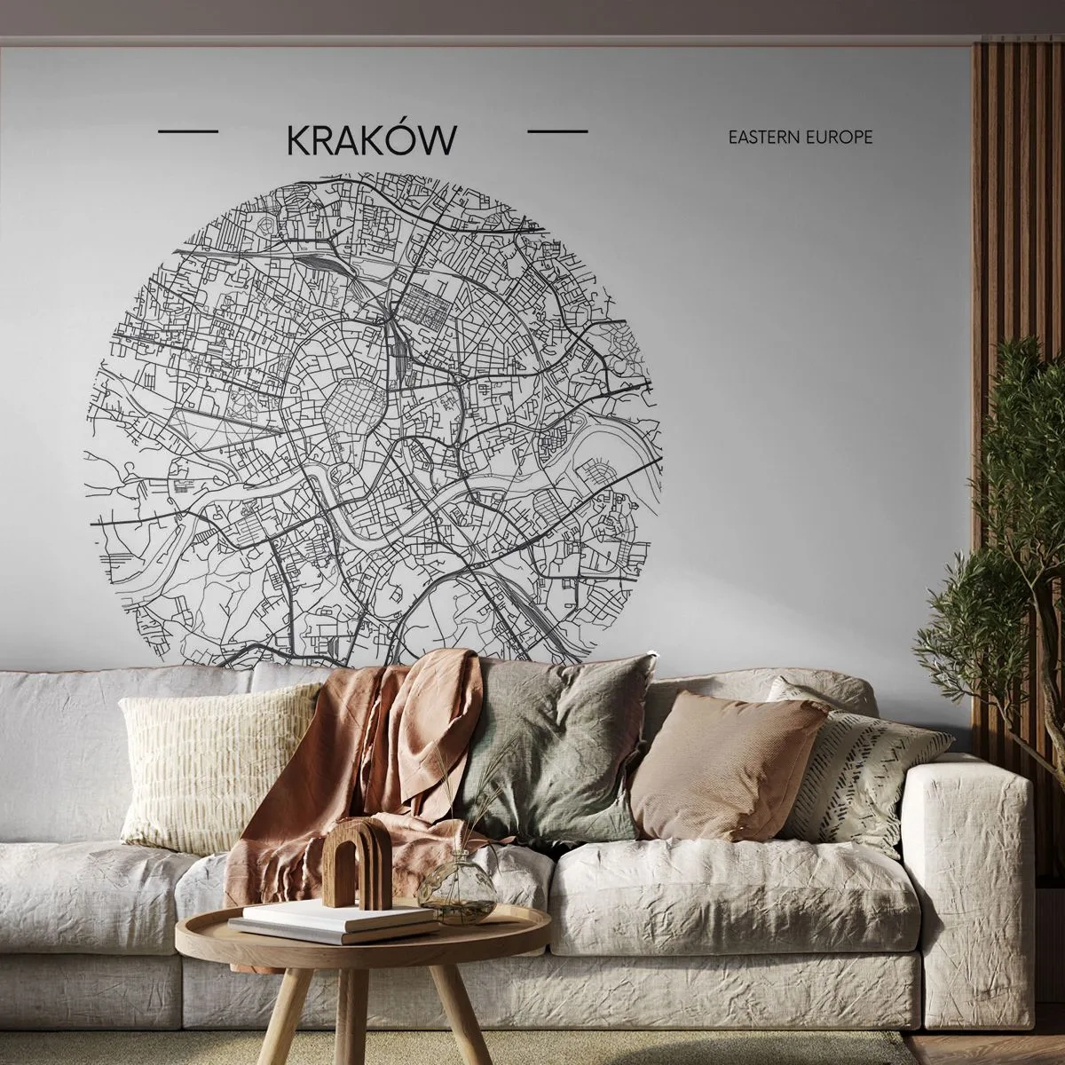 Photo Wallpaper Premium Sand - Anatomy of Crocow - Map, Cracow, Poland - 500x350 cm