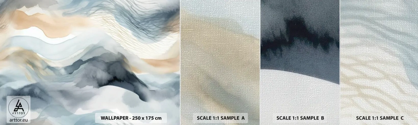 Photo Wallpaper Sample Premium Canvas - Snowy and Foggy Abstract - Piece, Watercolor, Minimalism - 100x30 cm