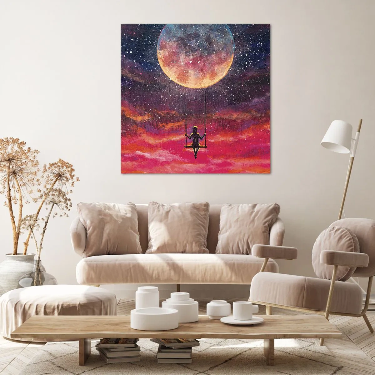 Canvas picture - Swinging in the Clouds - 40x40 cm