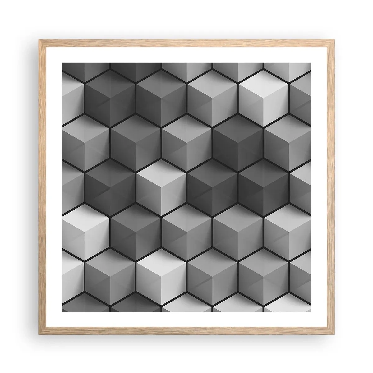 Poster in light oak frame - Cubist Jigsaw - 60x60 cm
