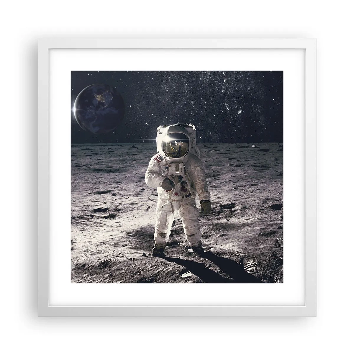 Poster in white frmae - Greetings from the Moon - 40x40 cm