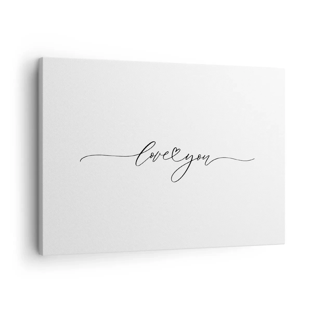 Canvas picture - The inscription "I love you" in an elegant font - 70x50cm - Black on White - Modern wall decoration for the living room and bedroom ARTTOR