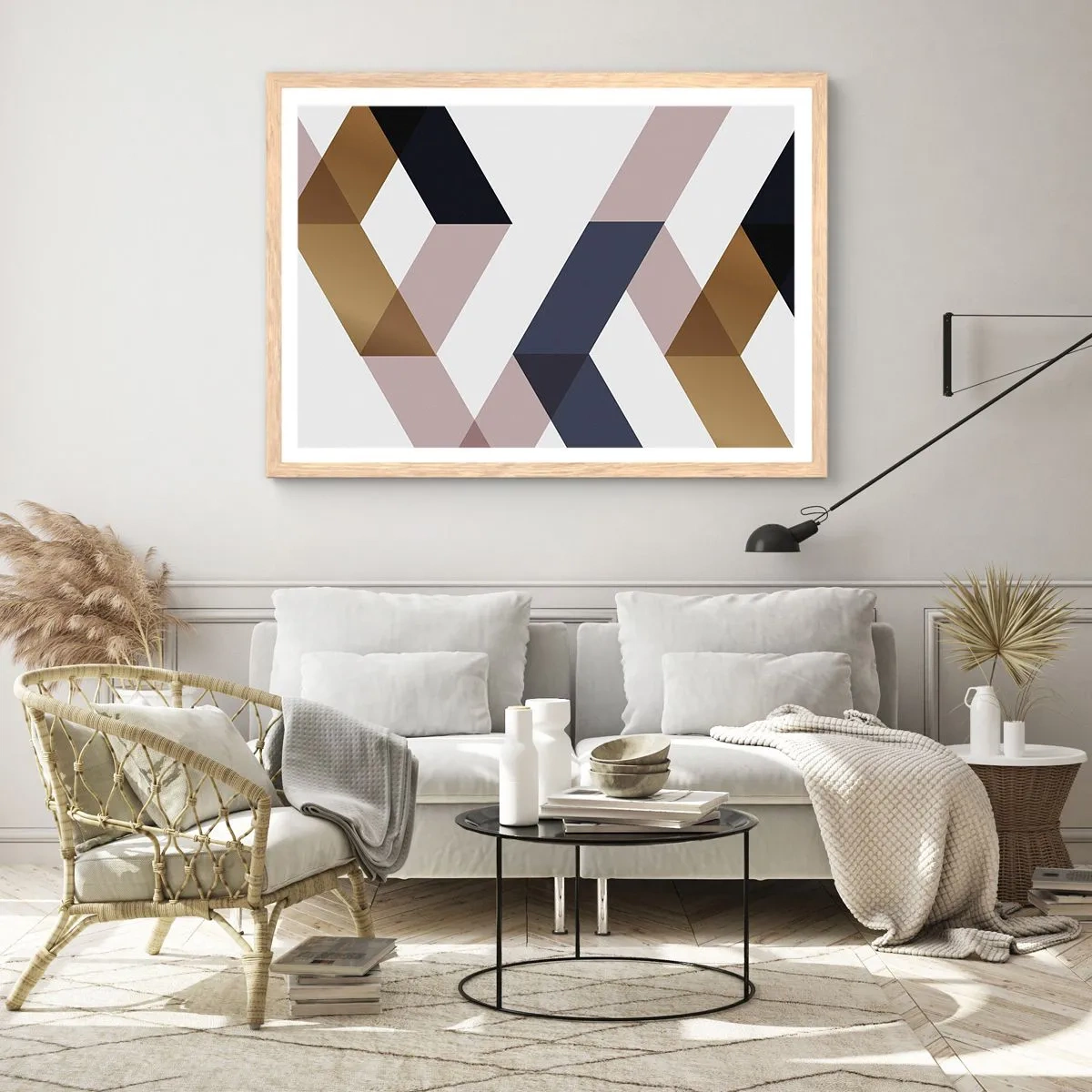 Poster in light oak frame - Planes and Angles - 100x70 cm