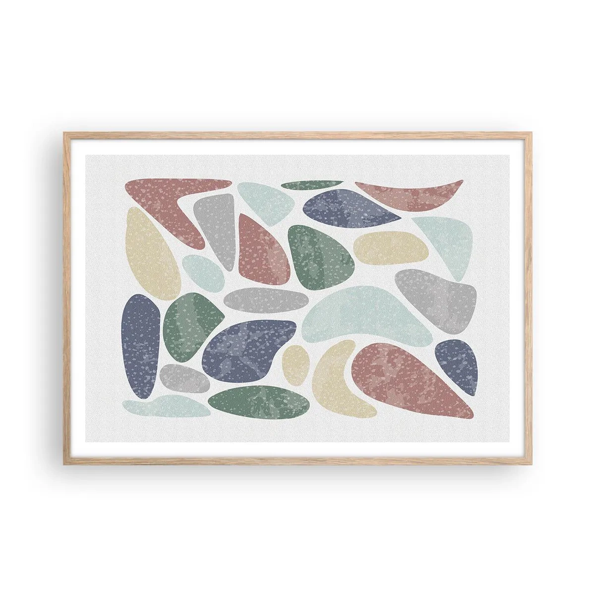 Poster in light oak frame - Mosaic of Powdered Colours - 100x70 cm