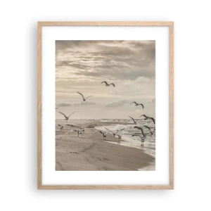 Poster in light oak frame - Sound of the Sea, Singing of the Birds - 40x50 cm