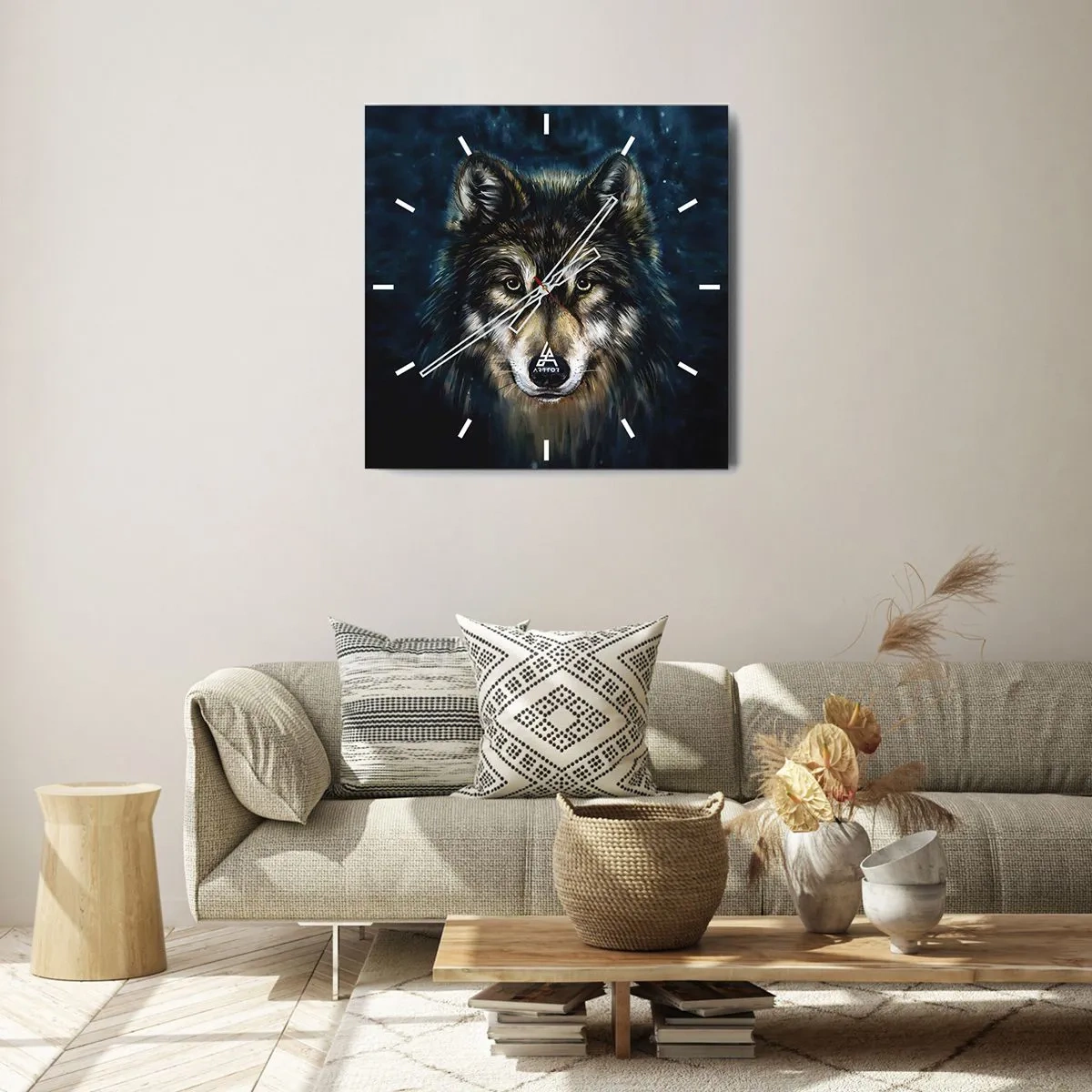 Wall clock - Clock on glass - Alpha? And Omega - 40x40 cm