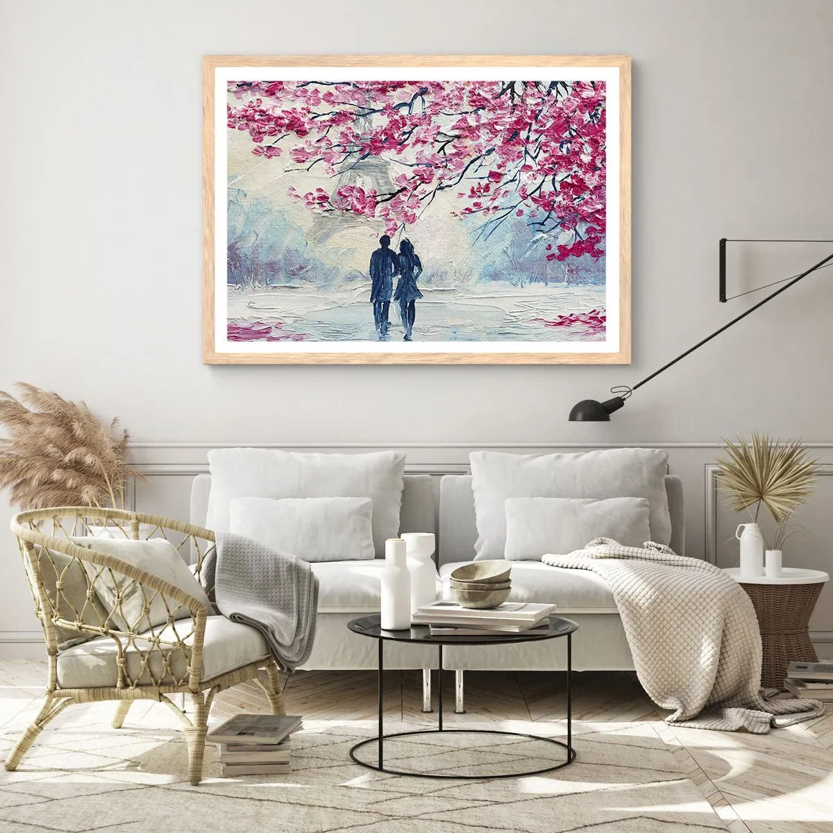 Poster in light oak frame - Romantic Walk - 40x30 cm