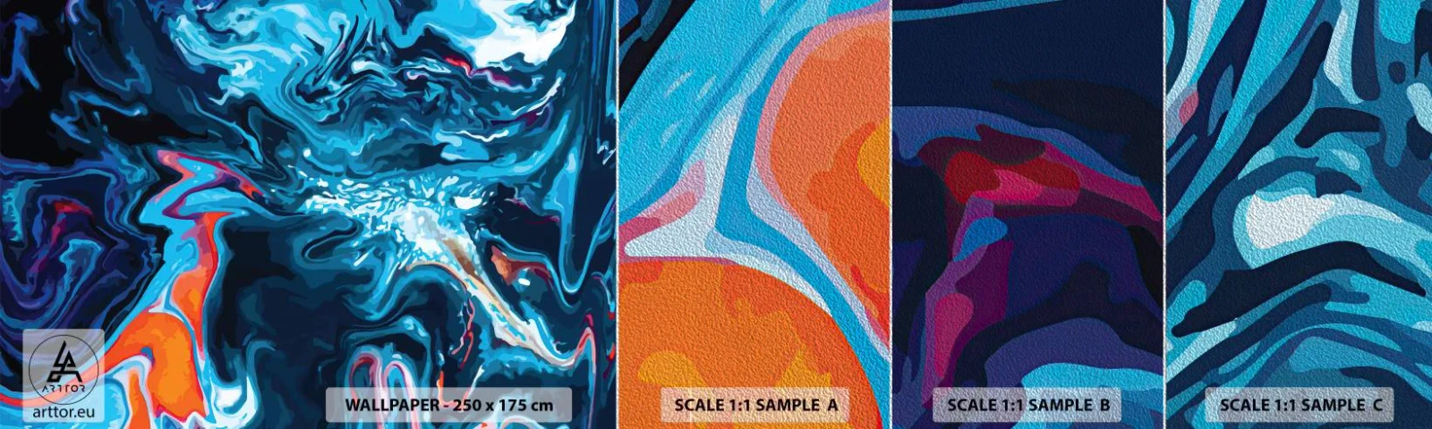 Photo Wallpaper Sample Premium Sand - Into the Interior of the Sky - Abstraction, Piece, Modern Pattern - 100x30 cm