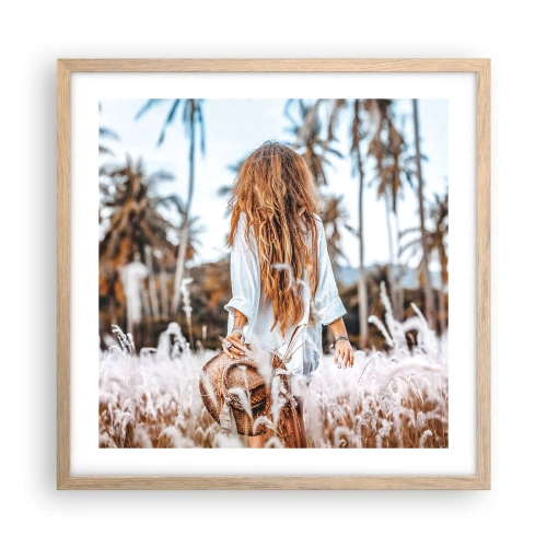 Poster in light oak frame - Born from Grass Fluff - 50x50 cm