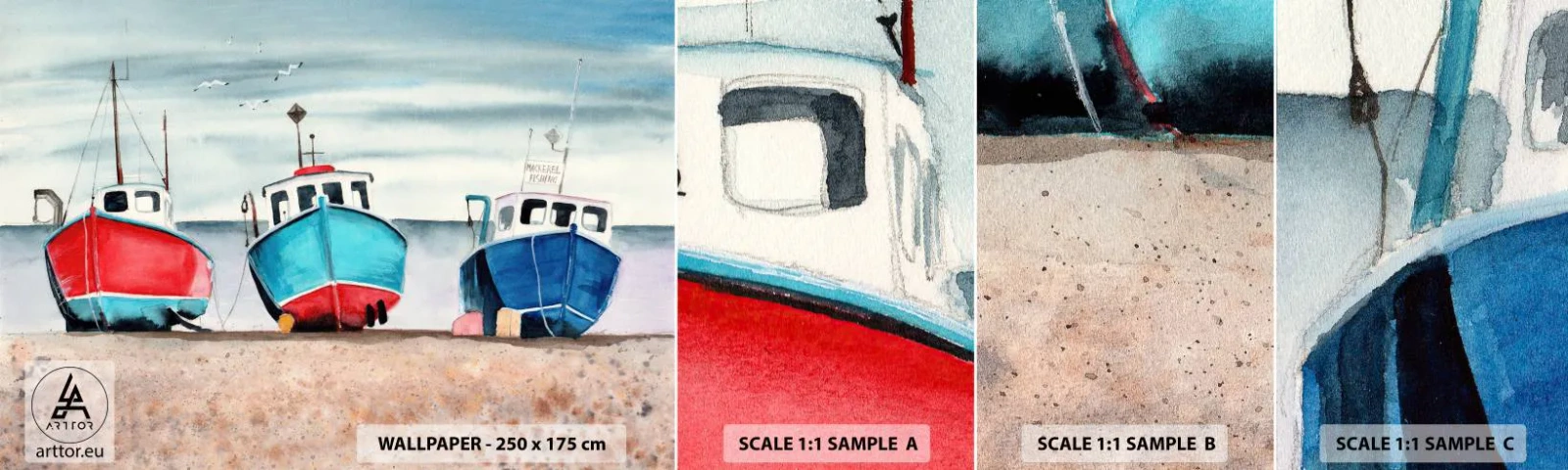 Photo Wallpaper Sample Standard Eco - Ready for Fishing - Nautical, Seaside, Fishing Cutters - 100x30 cm