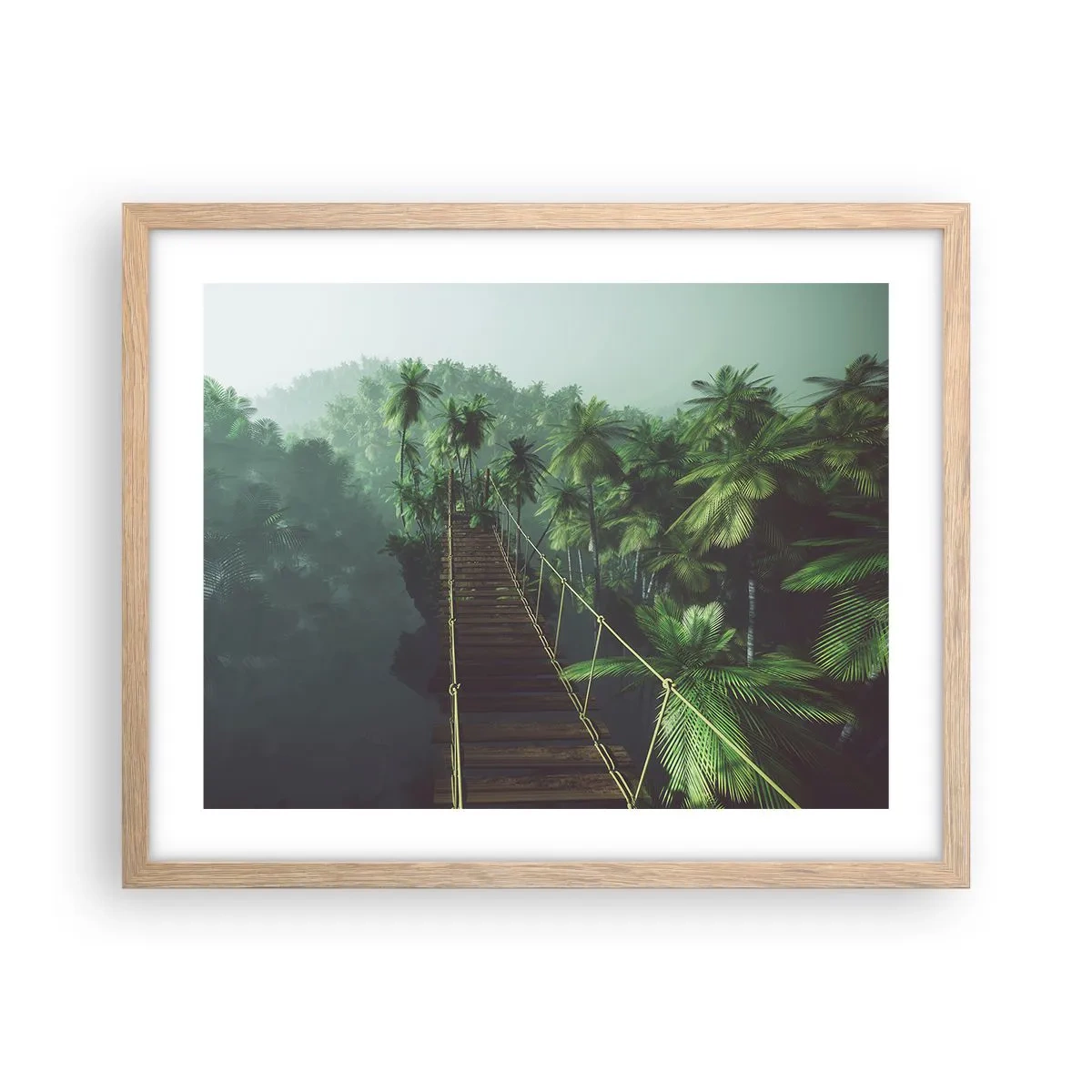 Poster in light oak frame - Hanging Bridge in the Green - 50x40 cm