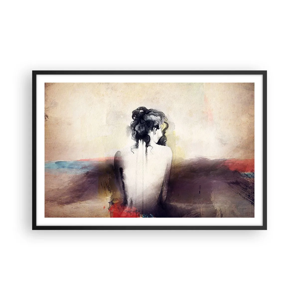 Poster in black frame - Gentle Lines, Oval Shapes - 91x61 cm