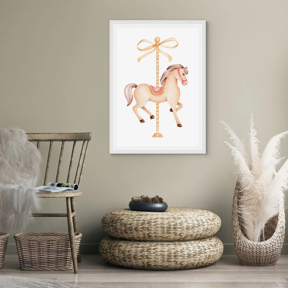 Poster in white frmae - Graceful Trot - 61x91 cm