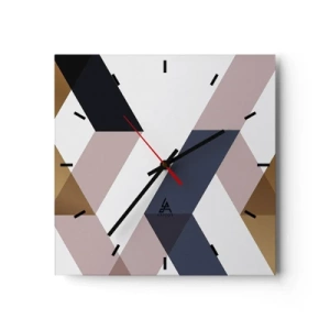 Wall clock - Clock on glass - Planes and Angles - 40x40 cm