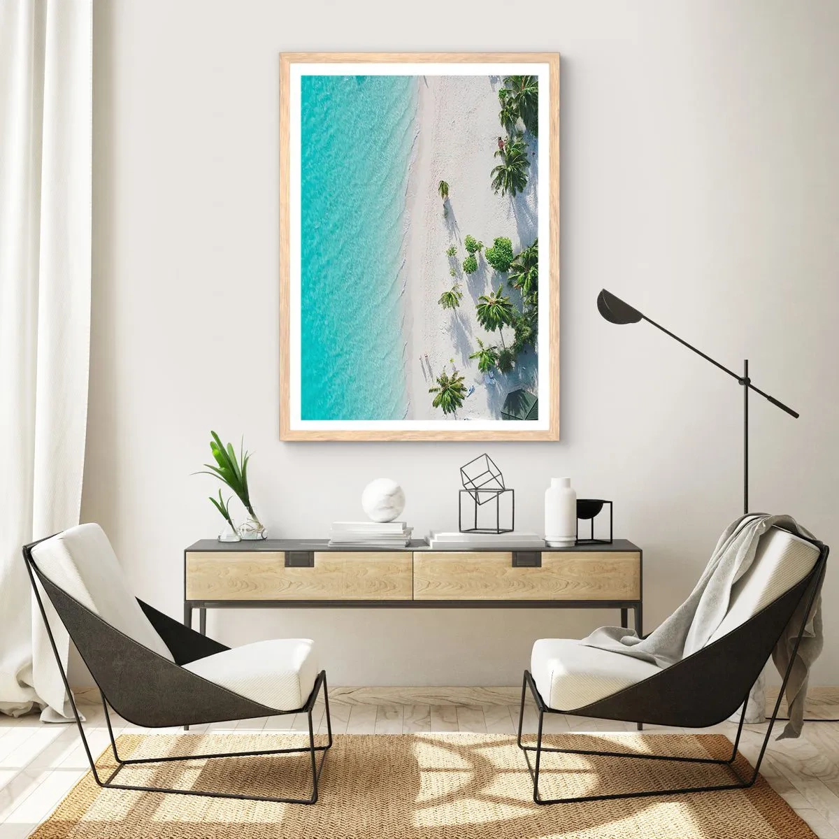 Poster in light oak frame - Holidays in Paradise - 61x91 cm